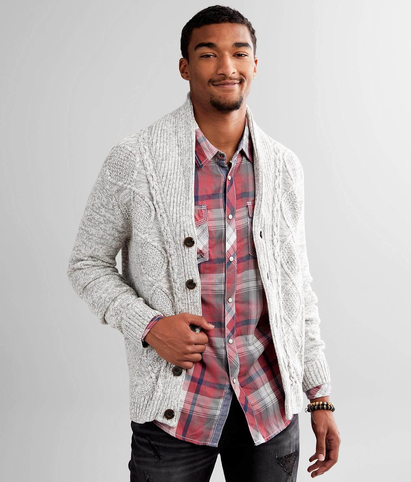 Trash Nouveau Cable Knit Shawl Cardigan Sweater - Men's Sweaters in Cream |  Buckle