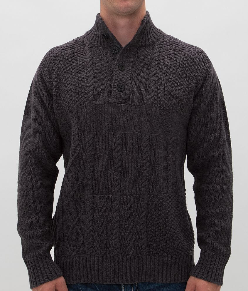 J.B. Holt Buckle Black Polished Henley Sweater Men's Sweaters in