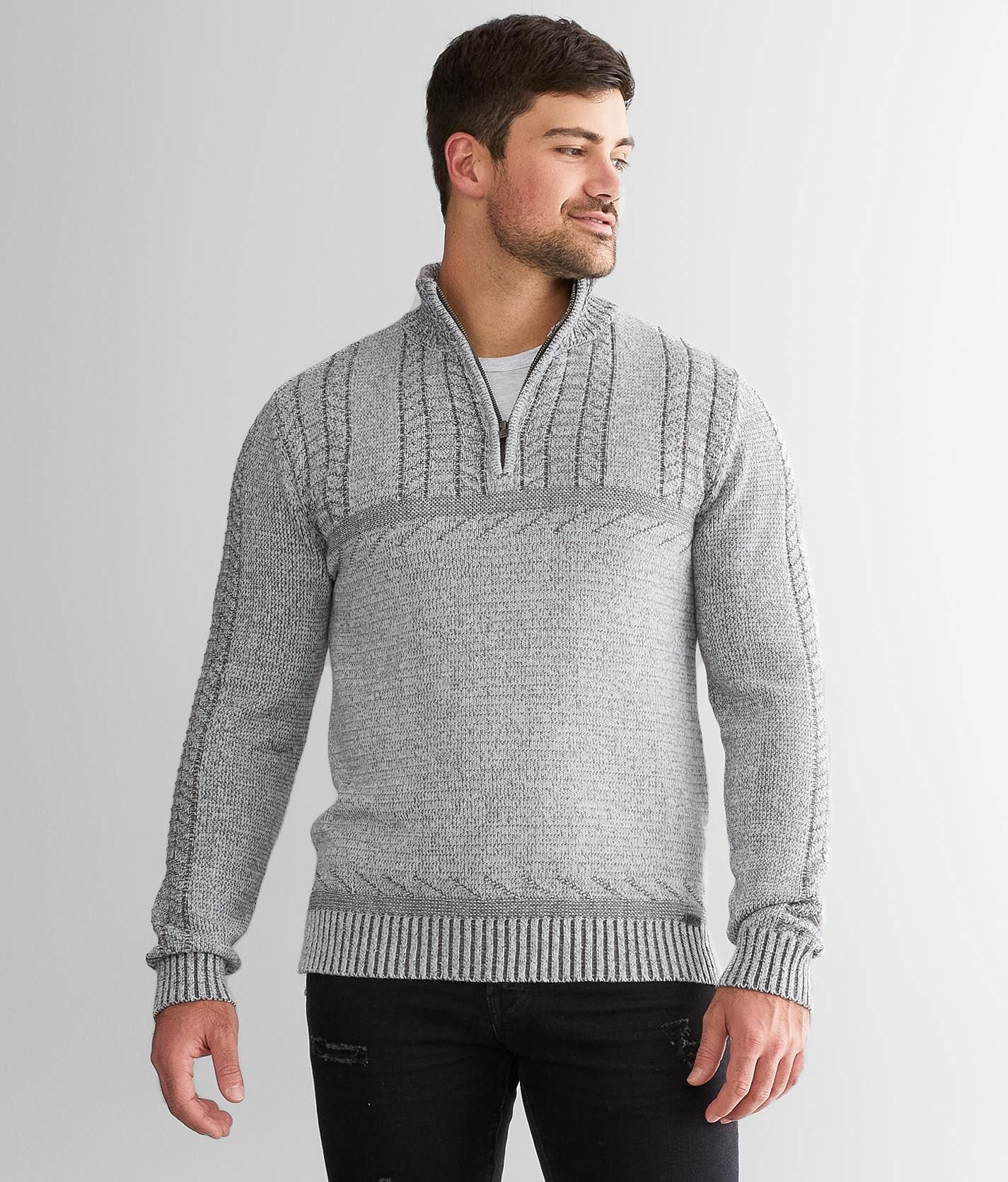 J.B. Holt Quarter Zip Sweater - Men's Sweaters in Cream Grey | Buckle