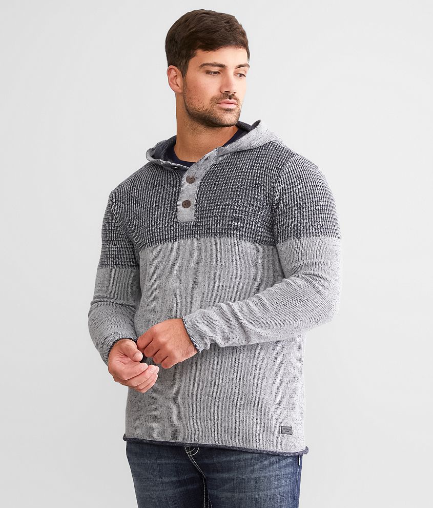 Outpost Makers Hooded Henley Sweater - Men's Sweaters in Ice Heather ...