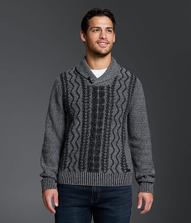 Outpost Makers Cable Knit Shawl Sweater front view