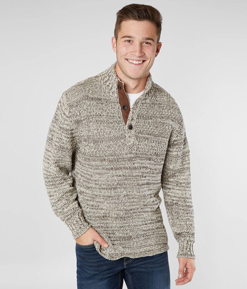 Outpost Makers Mixed Yarn Henley Sweater Men's Sweaters in Cream Buckle