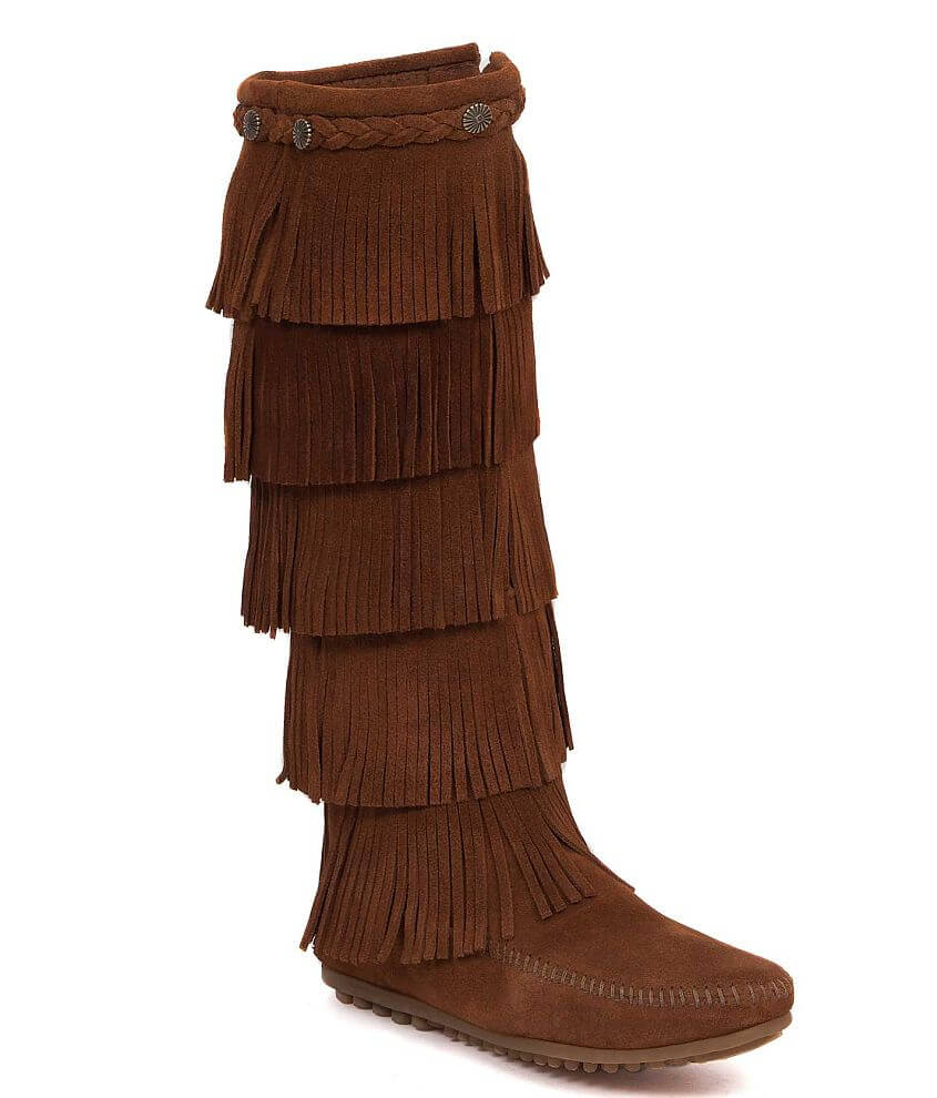 Minnetonka Fringe Moccasin Boot front view