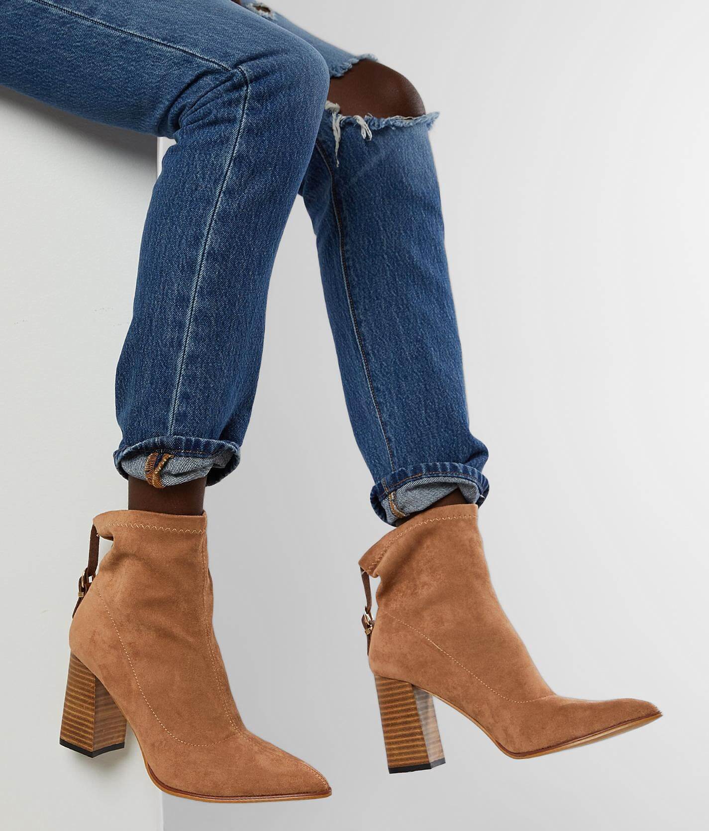 nude suede ankle boots