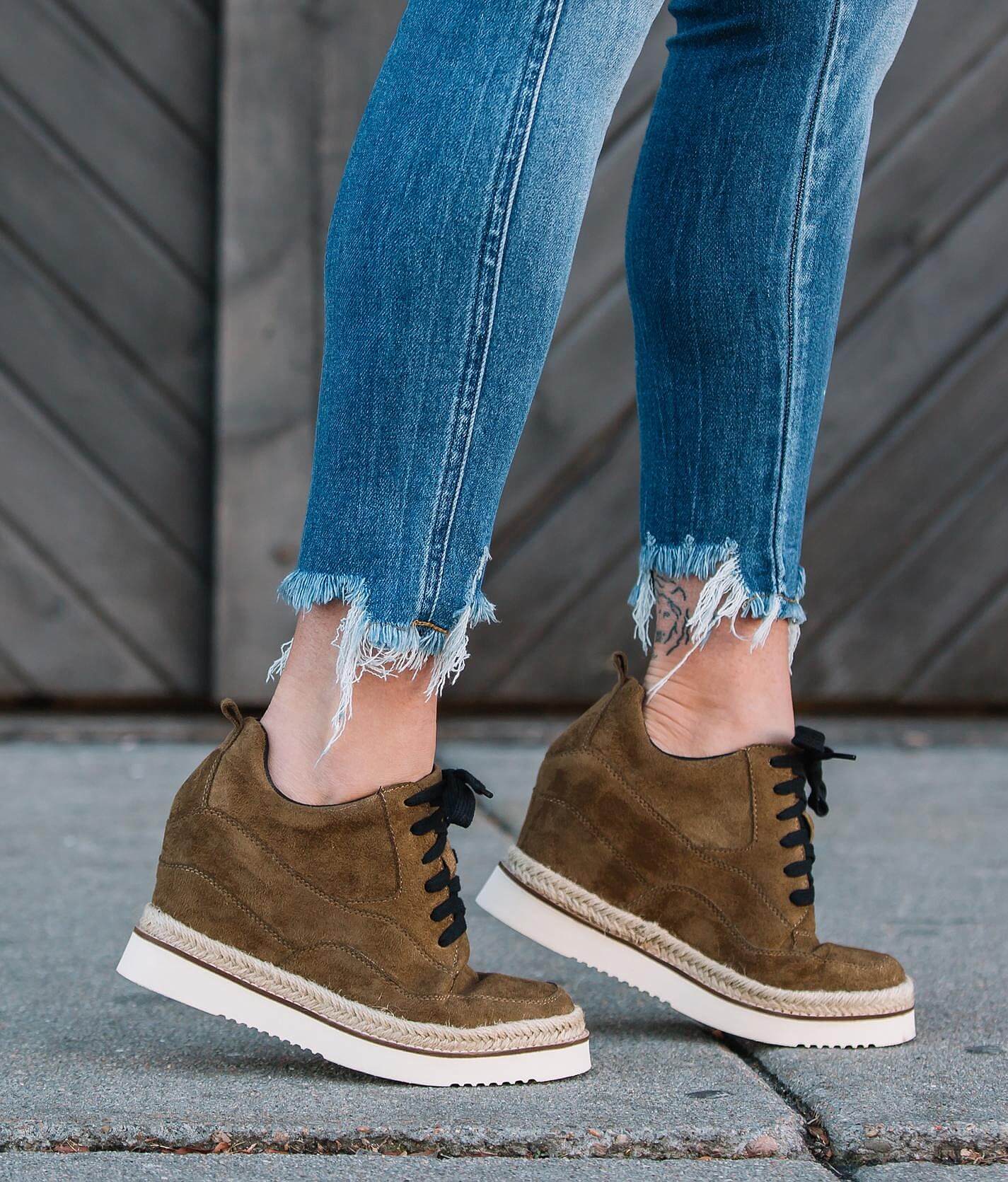 olive wedge sneakers