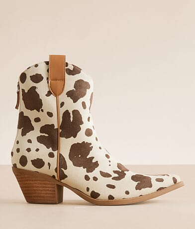 Mi.iM Rose Cow Print Western Ankle Boot front view