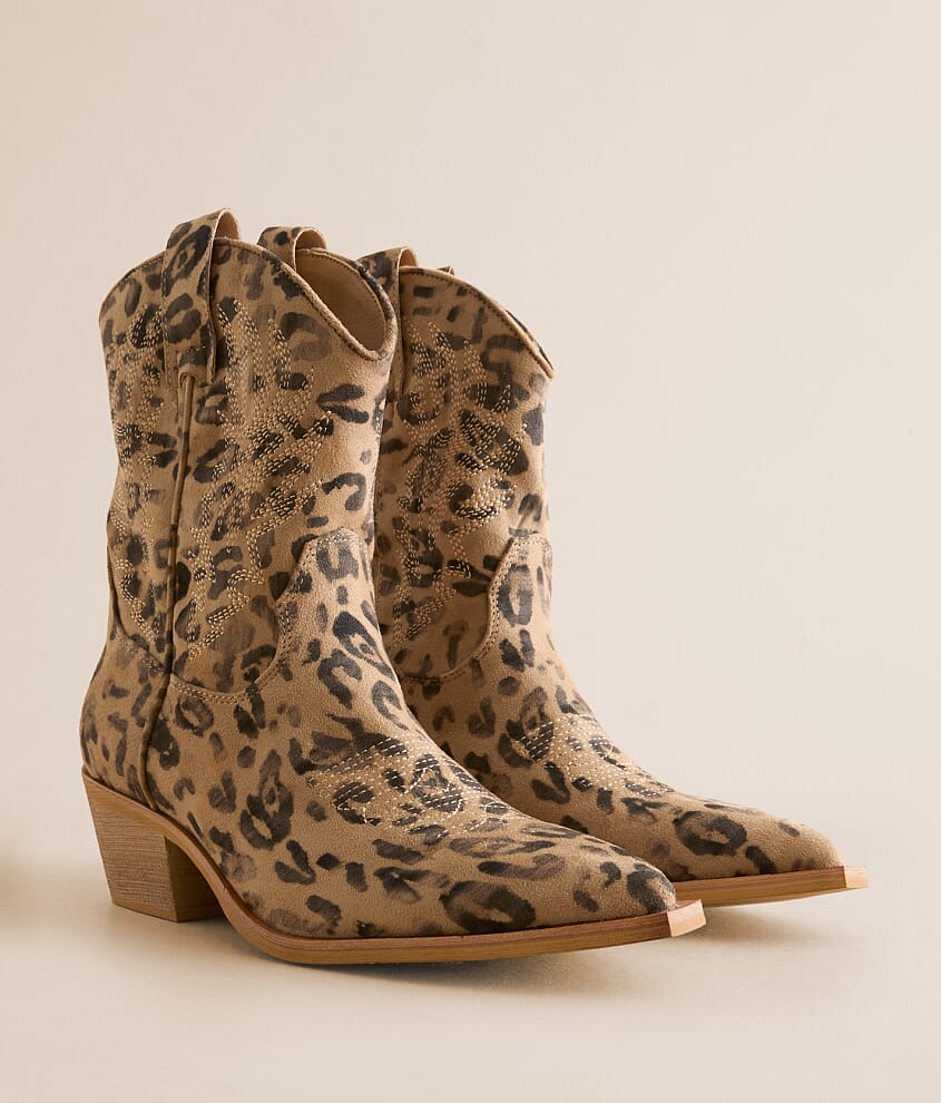 Claire Leopard Print Western Ankle Boot