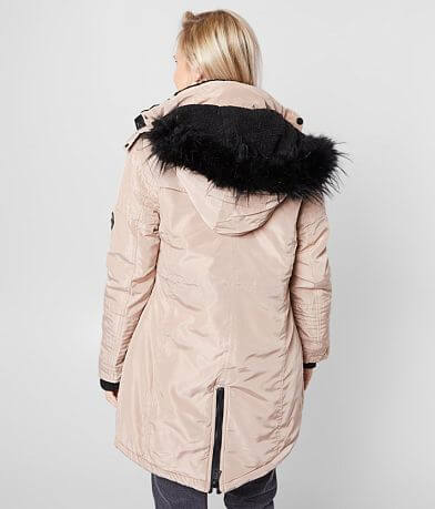 XOXO&#174; Quilted High Low Hem Hooded Coat BACK