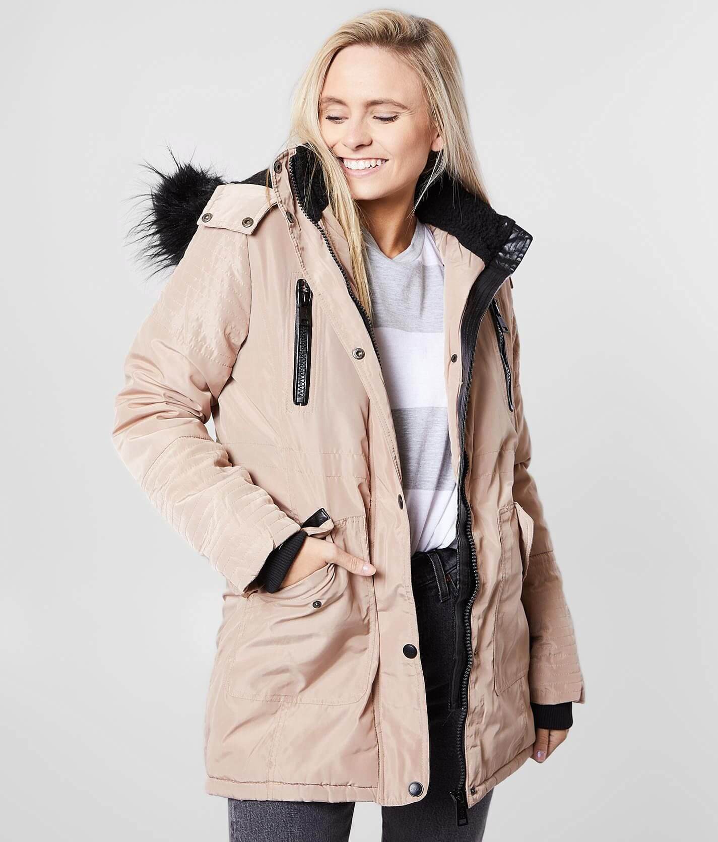 XOXO® Quilted High Low Hem Hooded Coat - Women's Coats 