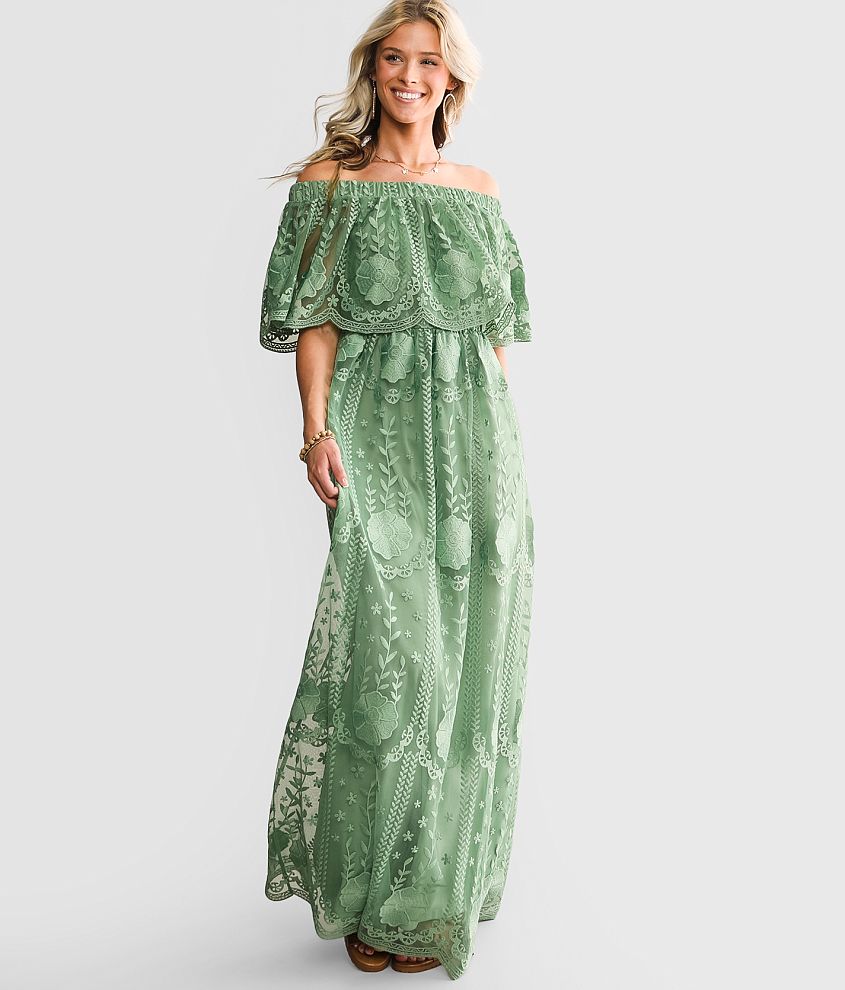 Daytrip Off The Shoulder Maxi Dress front view