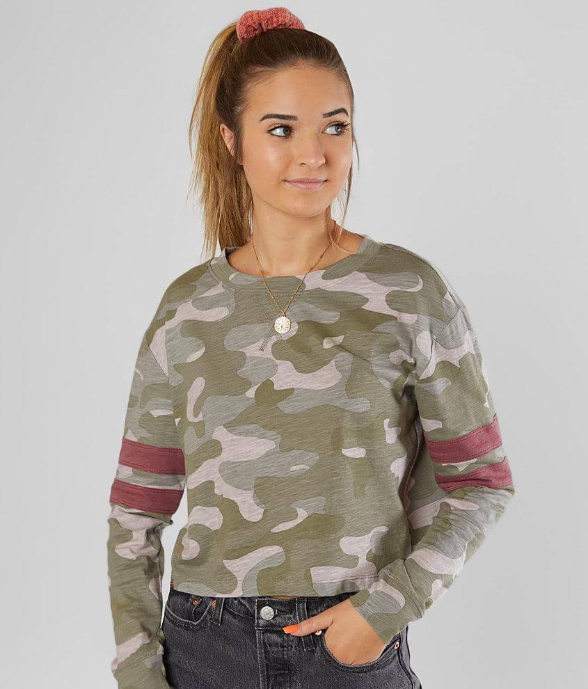 FITZ &#43; EDDI Washed Camo Cropped T-Shirt front view