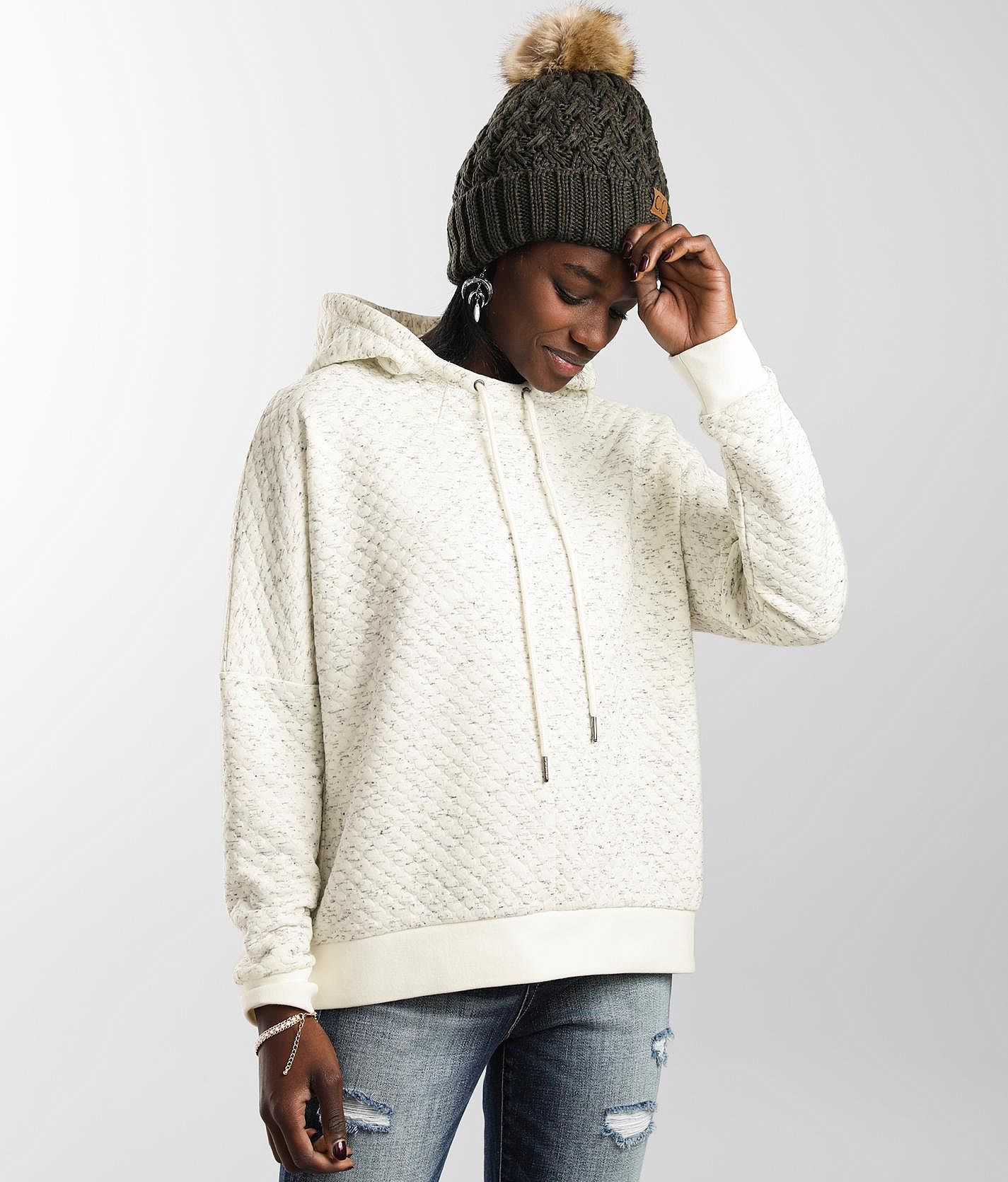 BKE Quilted Hooded Sweatshirt - Women's Sweatshirts in Coconut Milk | Buckle