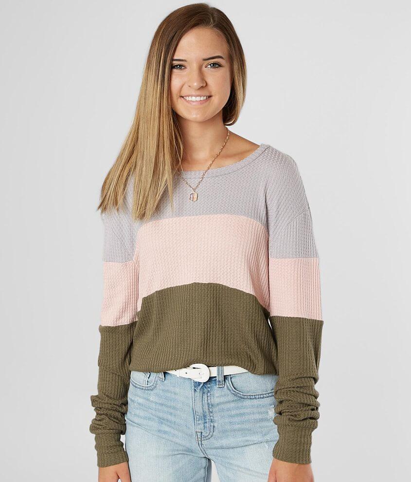 Image of FITZ + EDDI Color Block Waffle Knit Top