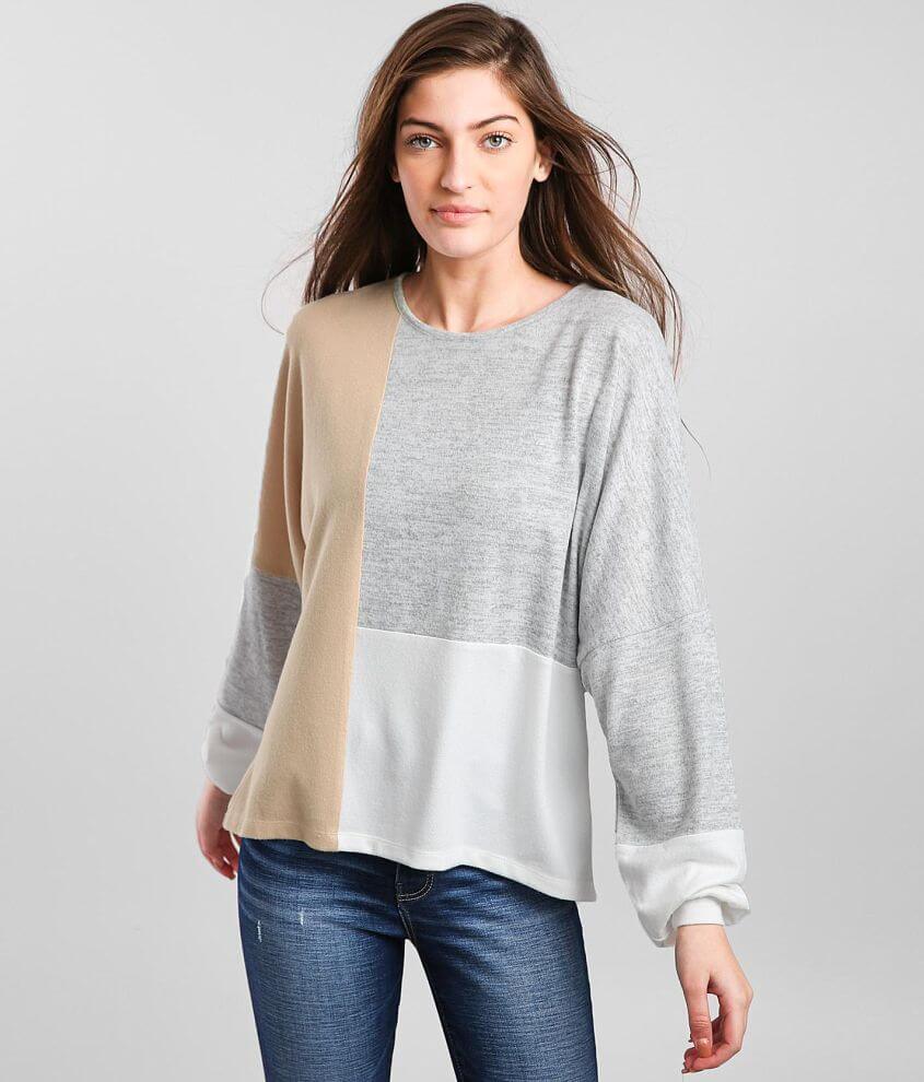 windsor color block waffle knit pullover