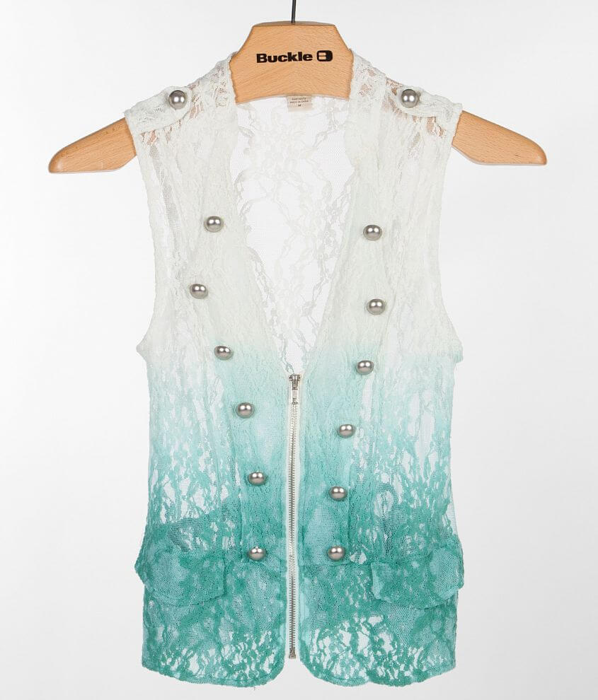 Daytrip Lace Vest - Women's Coats/Jackets in Turquoise Cream