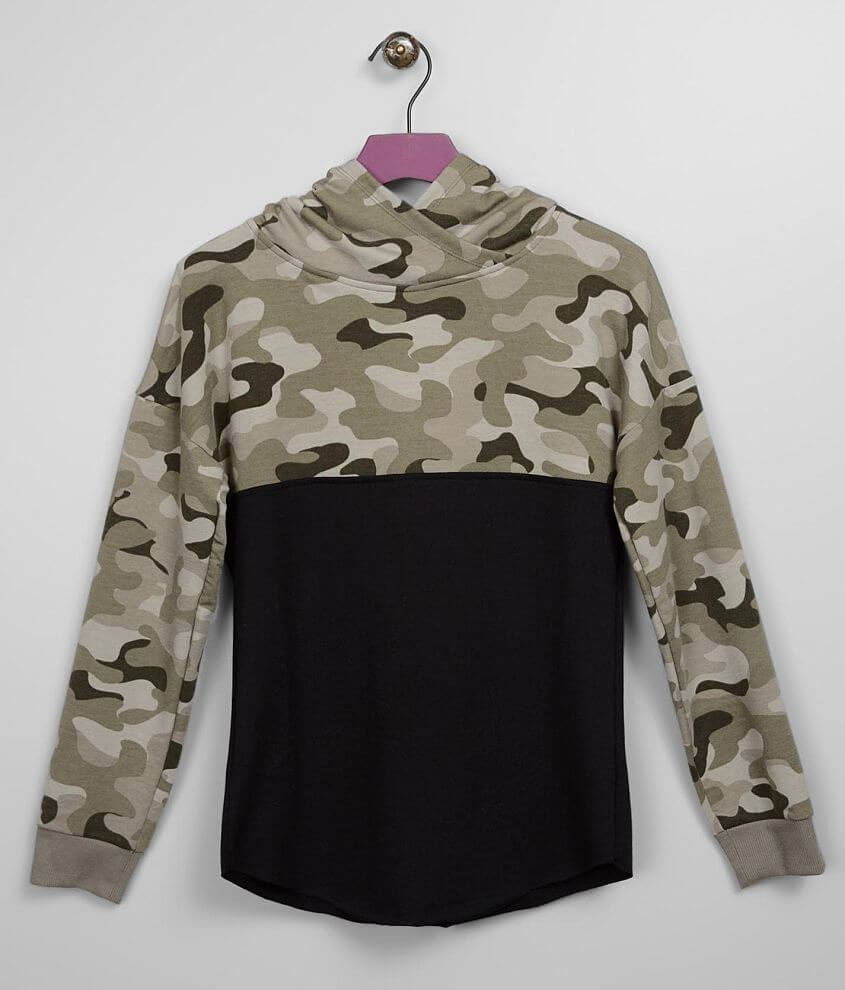 Girls - Daytrip Color Block Camo Hoodie front view