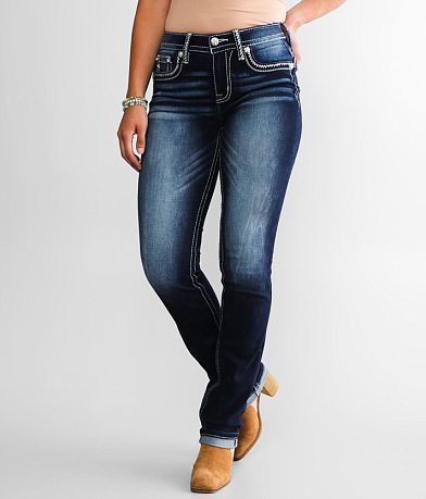 Miss Me Curvy Straight Stretch Cuffed Jean front view