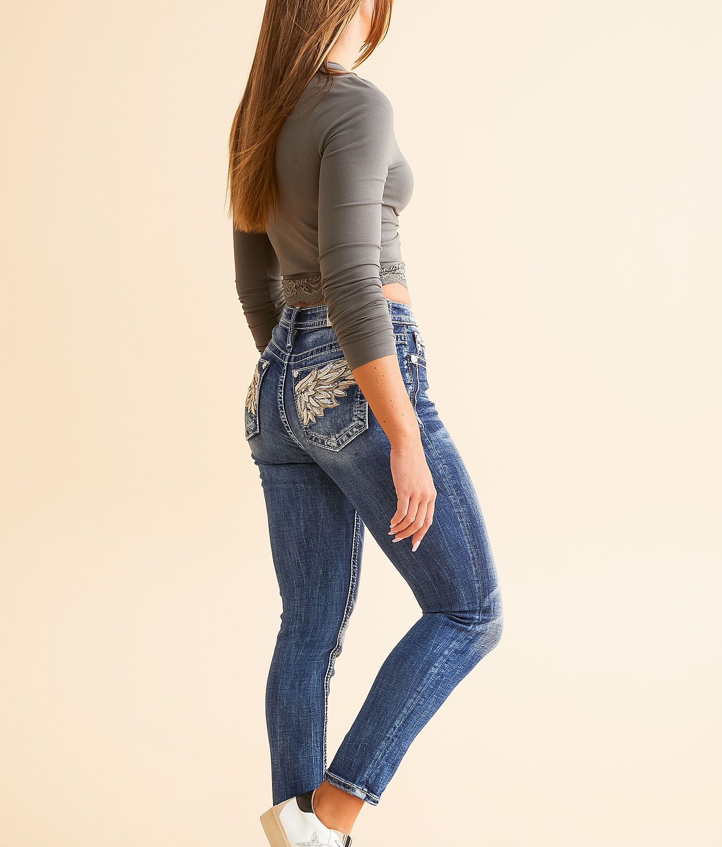 Jean Skinny Tgla Femme Taille 28, Cheville Sequins, Extensible Et Neuf Avec étiquettes