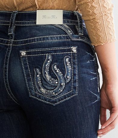 Miss Me Curvy Straight Stretch Cuffed Jean back pocket view