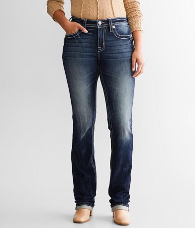 Miss Me Curvy Straight Stretch Cuffed Jean full left side view