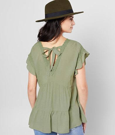 Miss Me Flutter Sleeve Top BACK