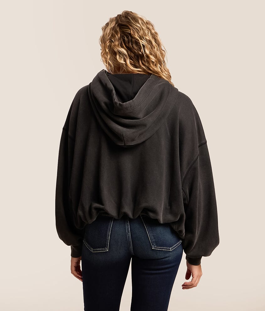 Metallic Patch Dolman Hooded Sweatshirt