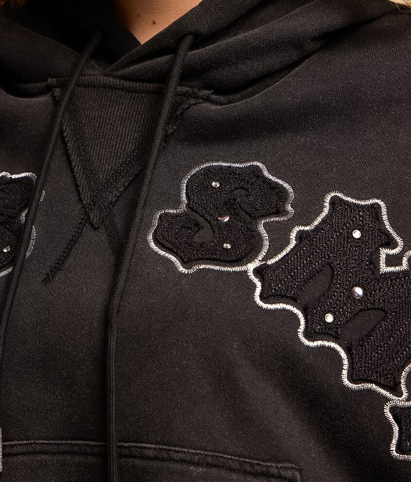Metallic Patch Dolman Hooded Sweatshirt