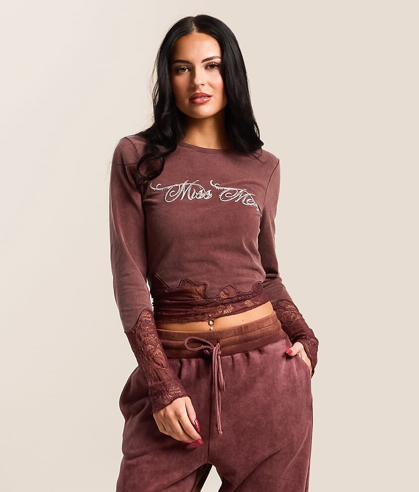 Rhinestone Lace Trim Top
