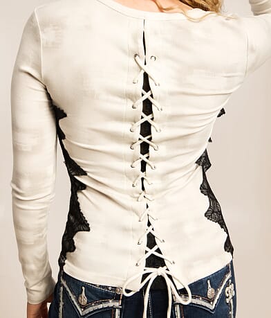 Lace Applique Washed Top thumbnail 3