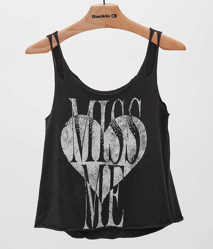 Miss Me Raw Edge Tank Top front view