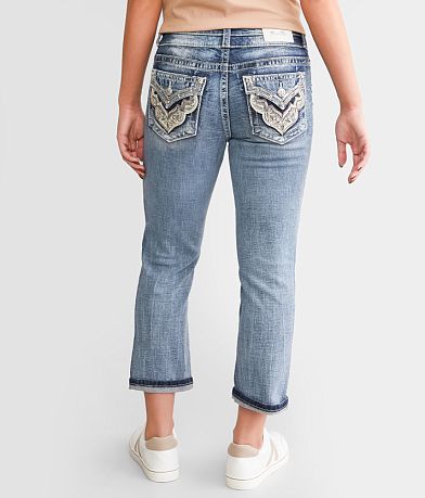Miss Me Curvy Cuffed Stretch Capri Jean BACK