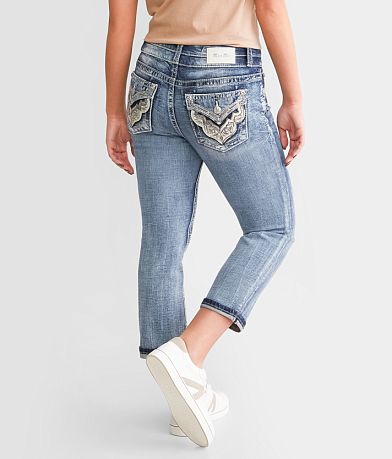 Miss Me Curvy Cuffed Stretch Capri Jean front view