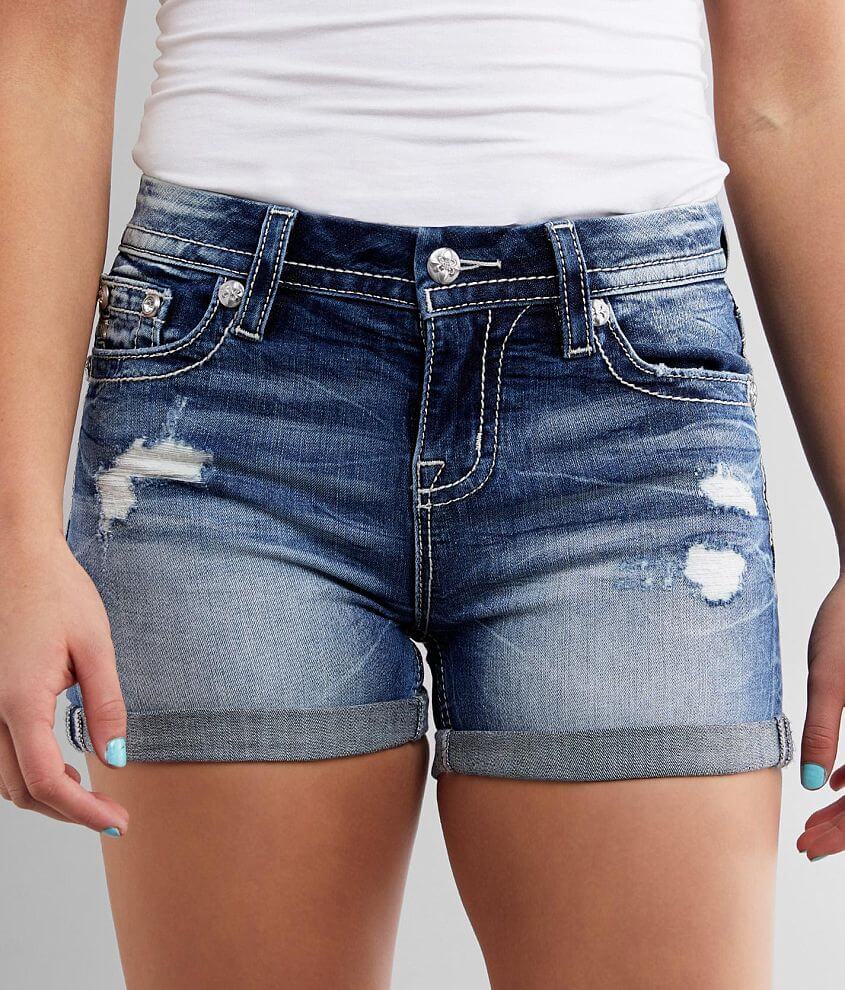 Miss Me Curvy Mid Rise Stretch Cuffed Short Womens Shorts In M584 Buckle