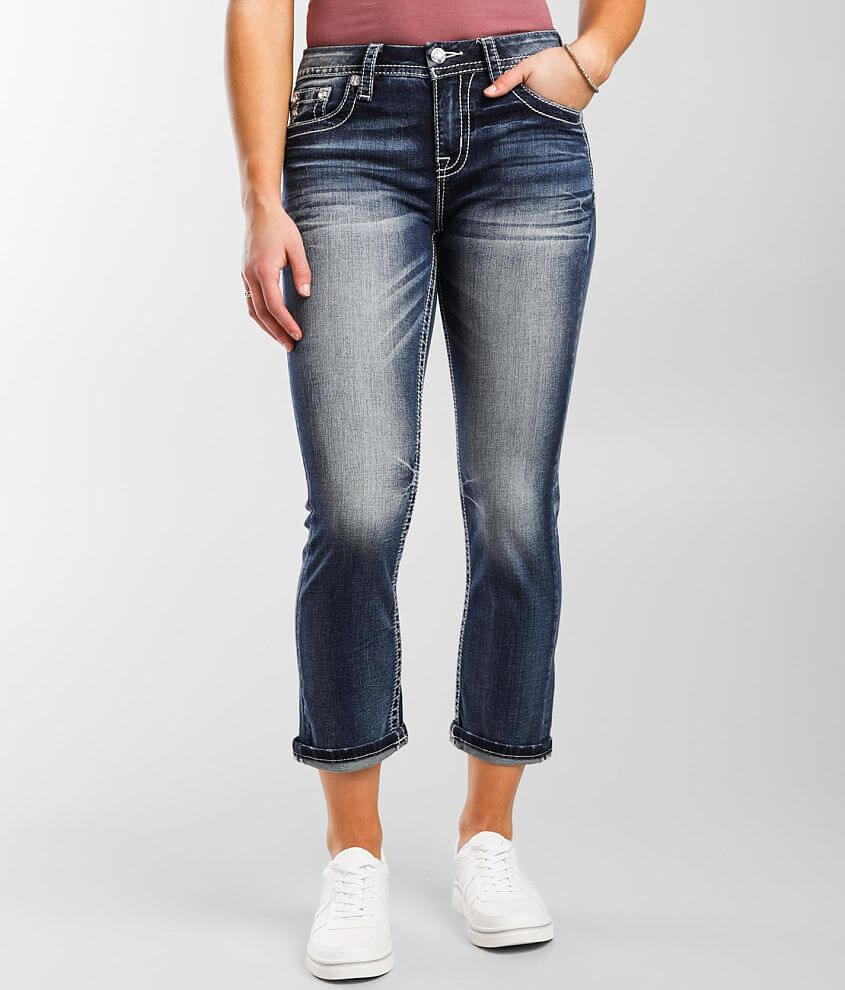 Miss Me Curvy Cuffed Stretch Cropped Jean - Women's Jeans in D222 | Buckle