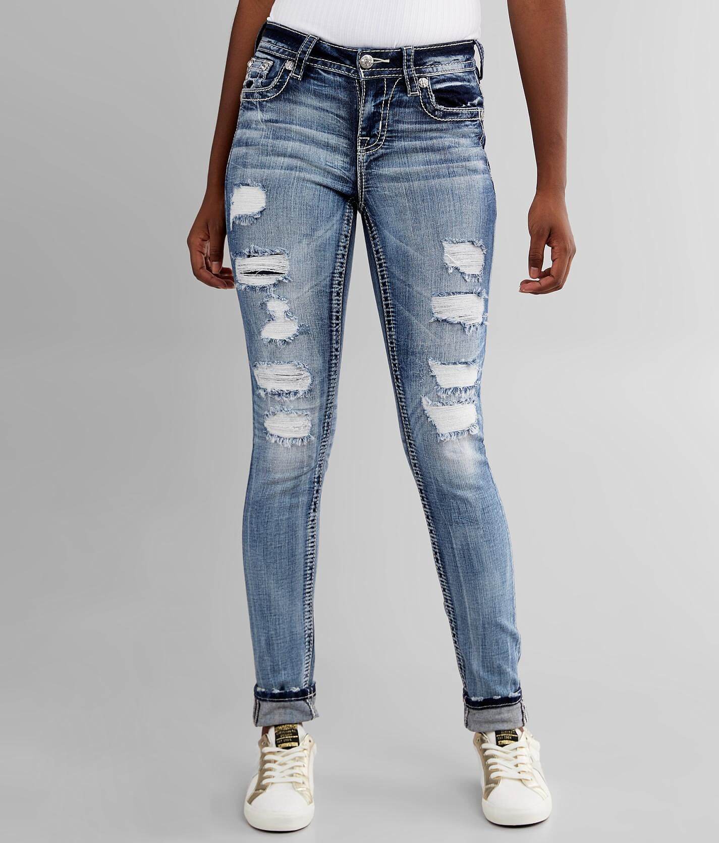 mid rise skinny stretch jeans