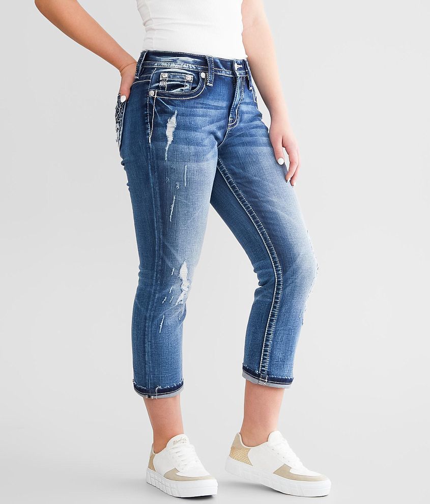 Curvy Mid Rise Stretch Capri Jean