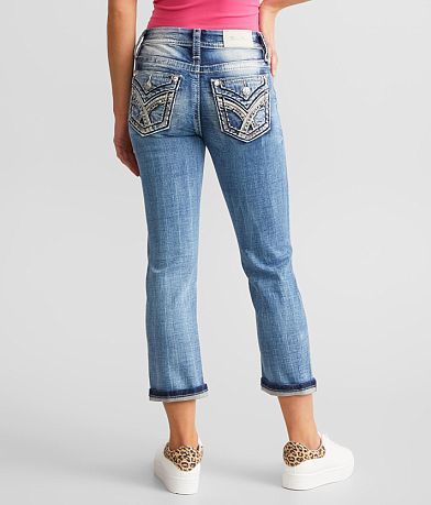 Miss Me Cuffed Stretch Capri Jean BACK