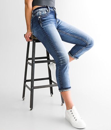 Miss Me Curvy Mid-Rise Cuffed Stretch Capri Jean front view