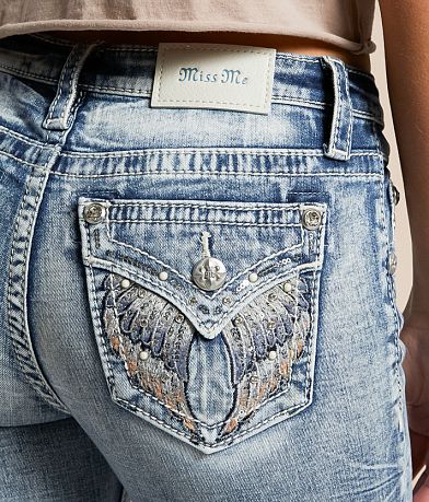 Miss Me Mid-Rise Boot Stretch Jean back pocket view