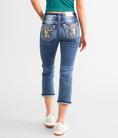 Miss Me Cuffed Stretch Capri Jean BACK