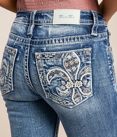 Miss Me Mid-Rise Cuffed Stretch Capri Jean back pocket view