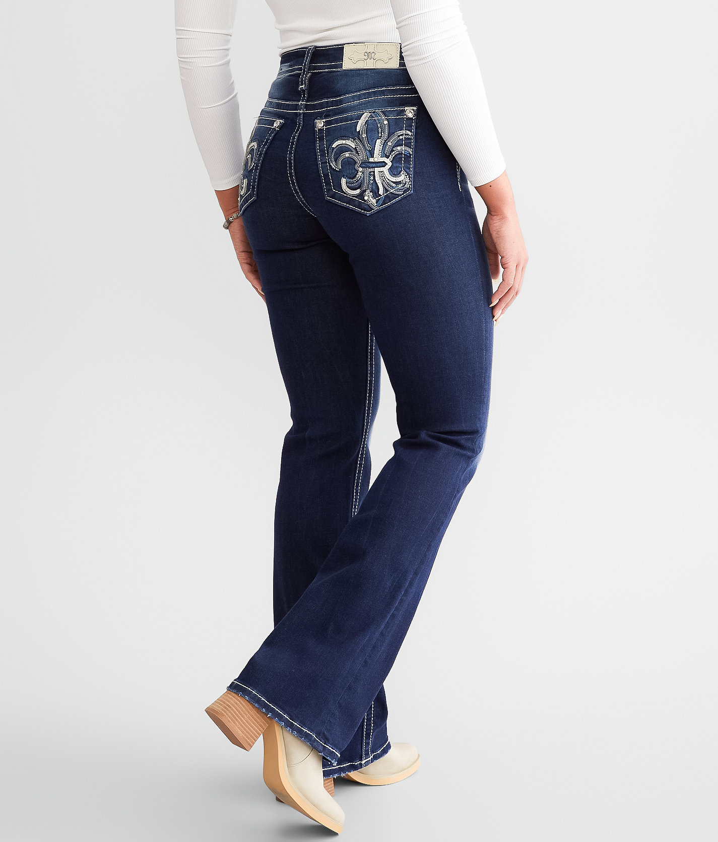 Jeans Miss Me délavé vintage Y2K taille basse taille botte 26