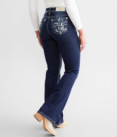 Miss Me Heavy Stitch Flap Pocket Curvy Fit Bootcut Jeans