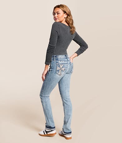 Miss Me Mid-Rise Straight Stretch Cuffed Jean front view