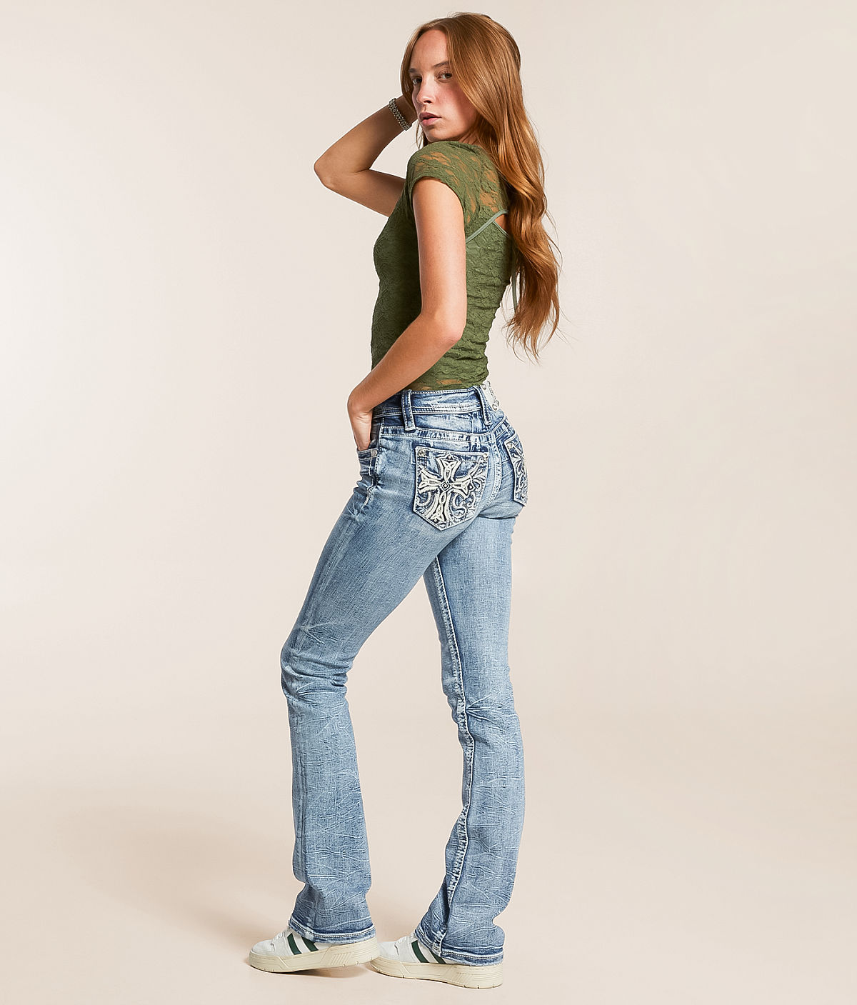 Miss Me Mid-Rise Tailored Boot Stretch Jean — M1076 by Buckle