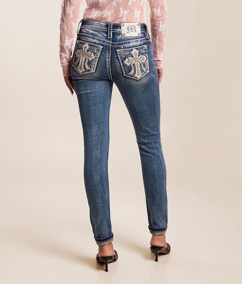 Mid-Rise Ankle Skinny Stretch Cuffed Jean