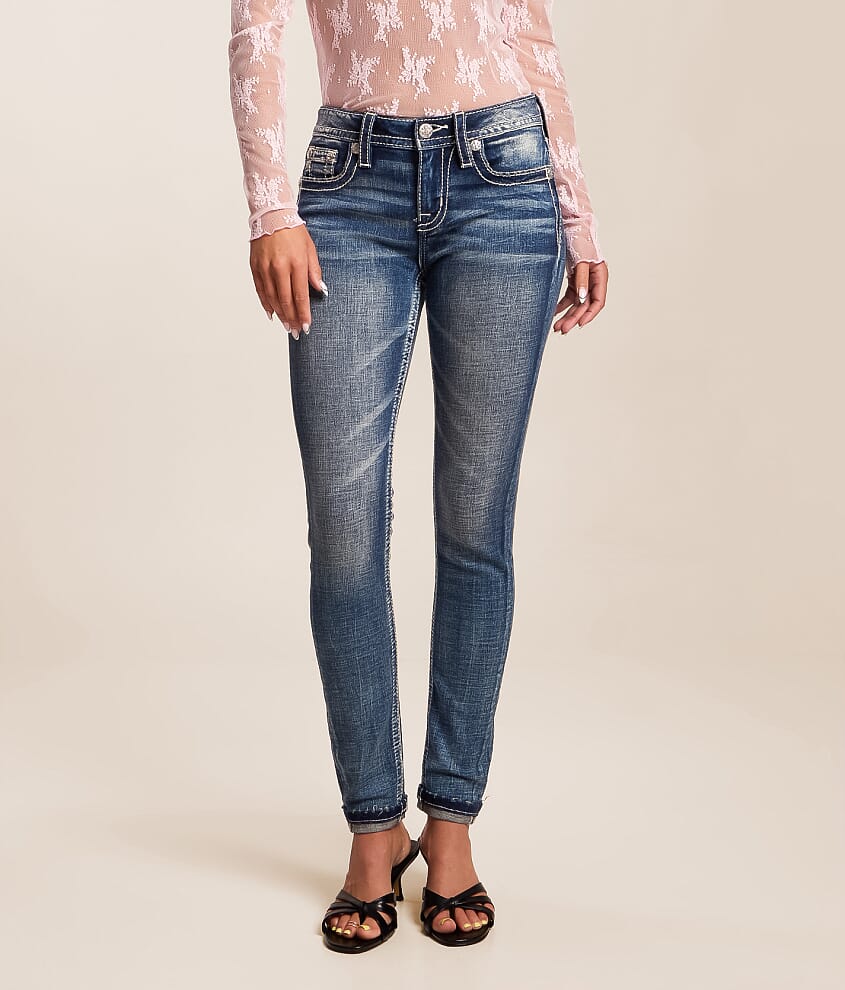 Mid-Rise Ankle Skinny Stretch Cuffed Jean