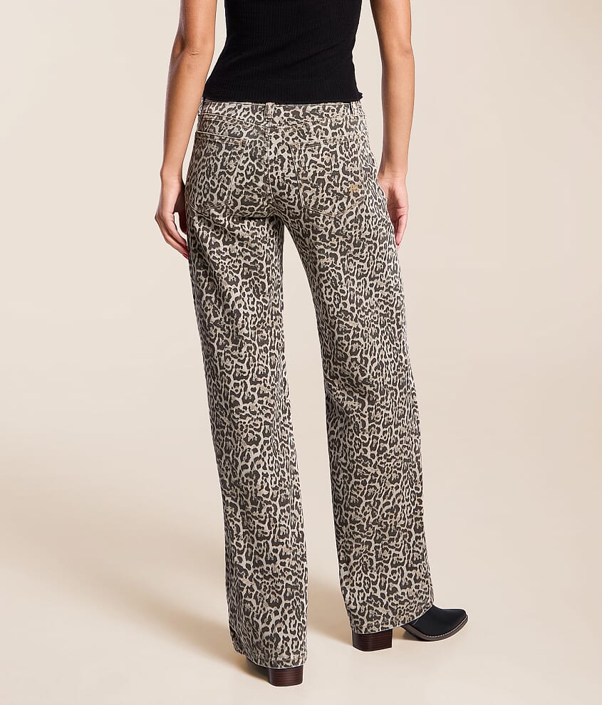 Leopard Print High Rise Wide Leg Stretch Jean