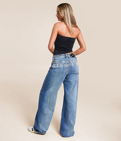 Miss Me High Rise Baggy Wide Leg Stretch Jean front view