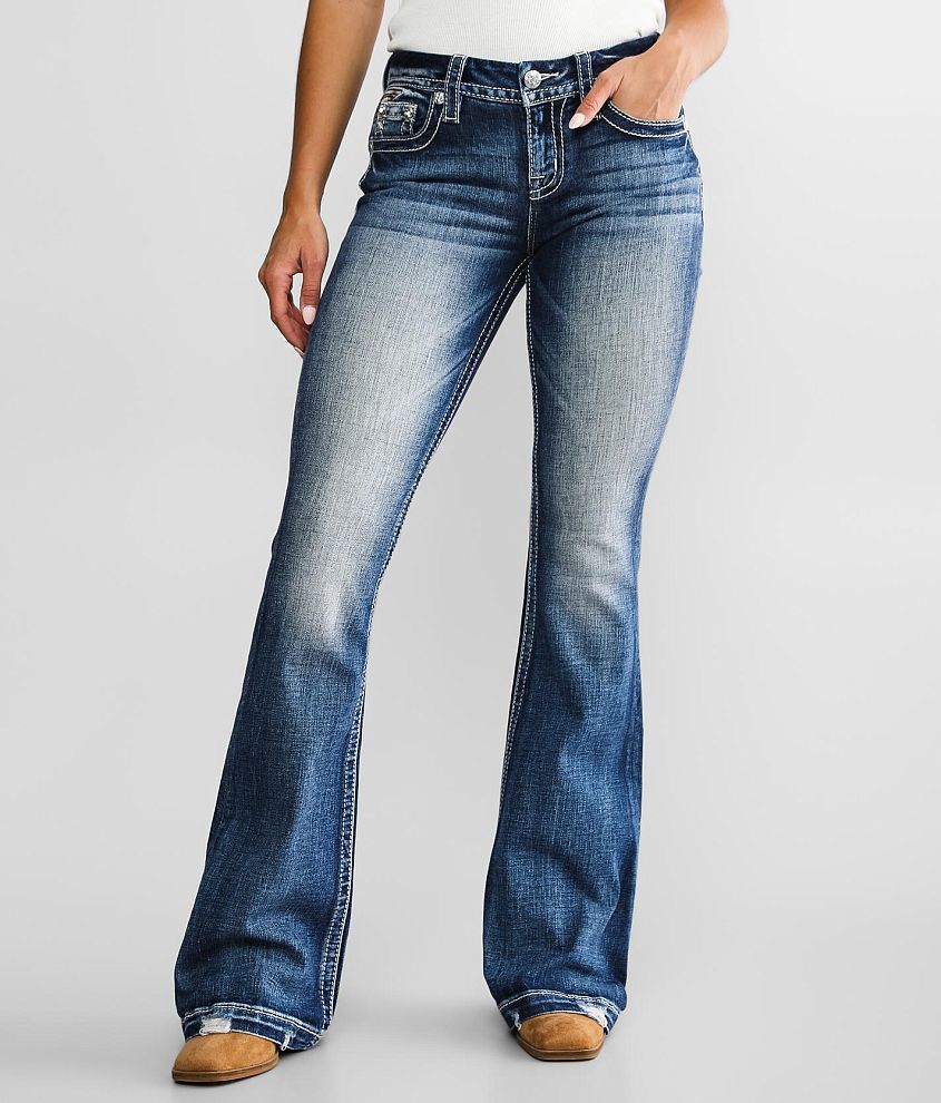 Miss Me Low Rise Flare Stretch Jean front view